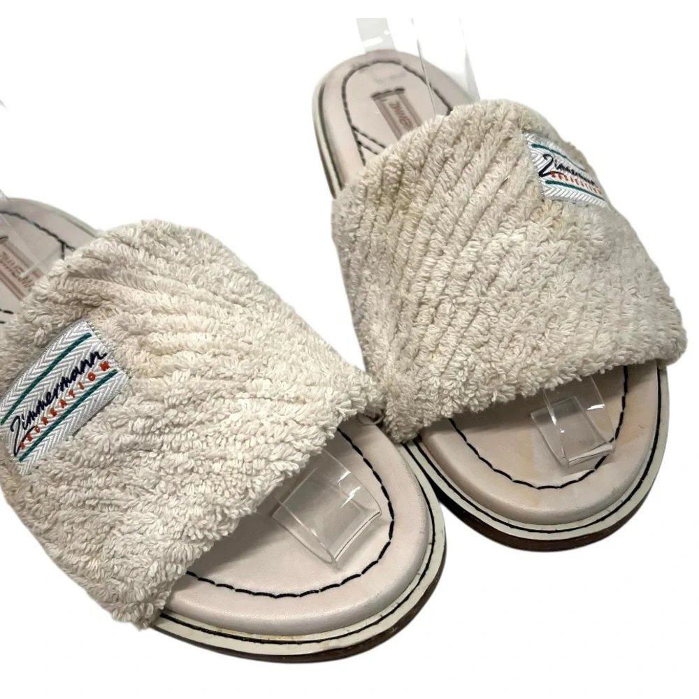 Zimmermann White Chubby Terry Towel Recreation Slides Slip On Sandals Women’s 38 - Picture 6 of 16